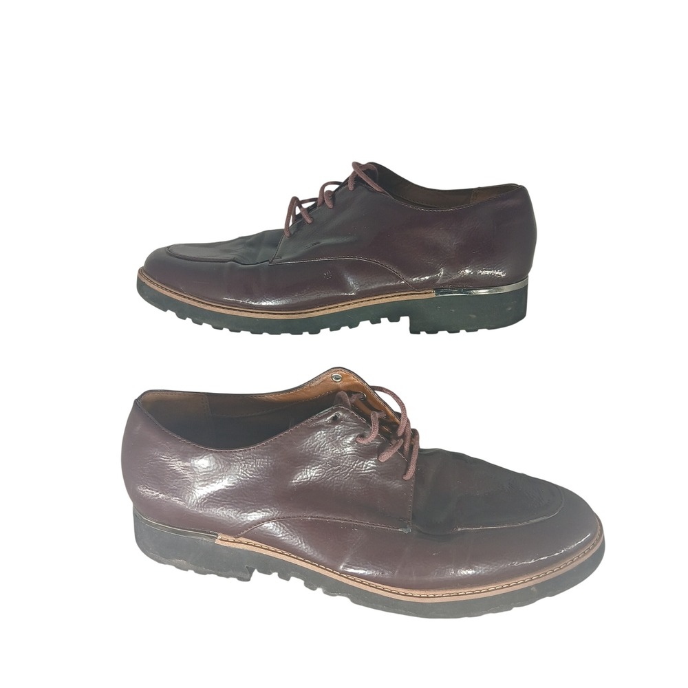 Franco Sarto Charles Burgundy Glossy Lug Sole Oxford Shoes Mens 12M Z286